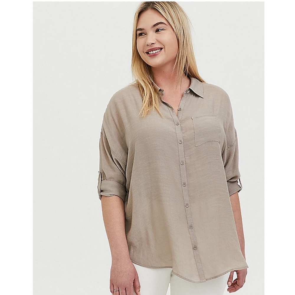 Torrid Gauze Drop Shoulder Button Down -NWT Size 2